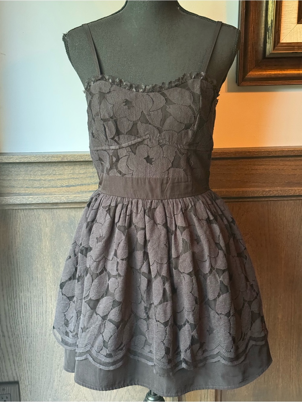 Hot topic sweetie black Lace Overlay Spaghetti Strap Fit-and-Flare Dress medium